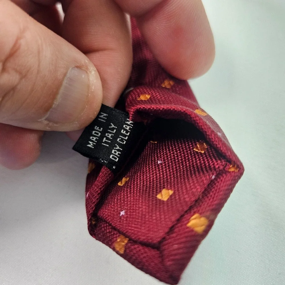 NH 1888‎ 100% Silk Made in Italy Men Tie Geometric Red 3.5